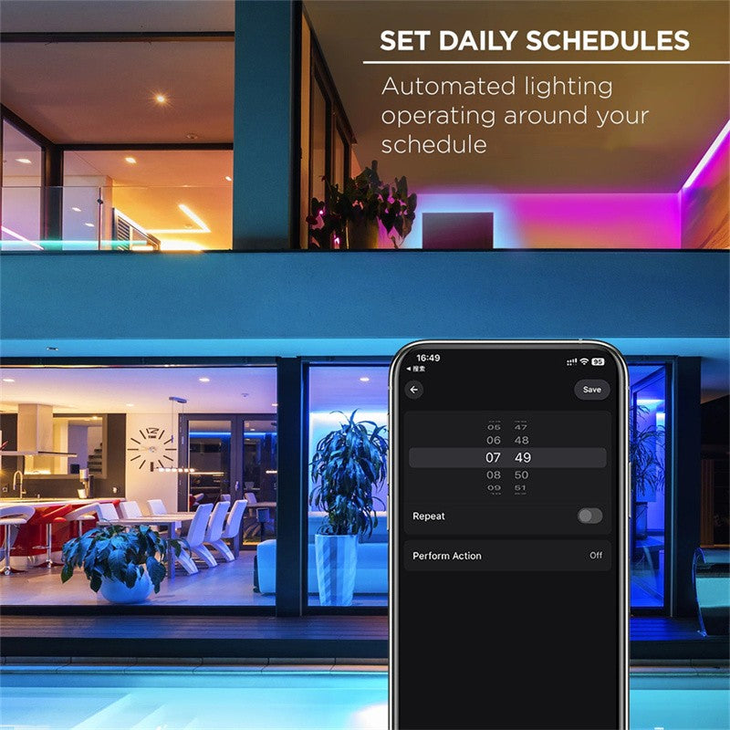 360 Degree Round Reticulate Neon LED Strip with Remote Control,RGBIC Nylon Flexible Dream Colorful Rope Light For Bedroom Living