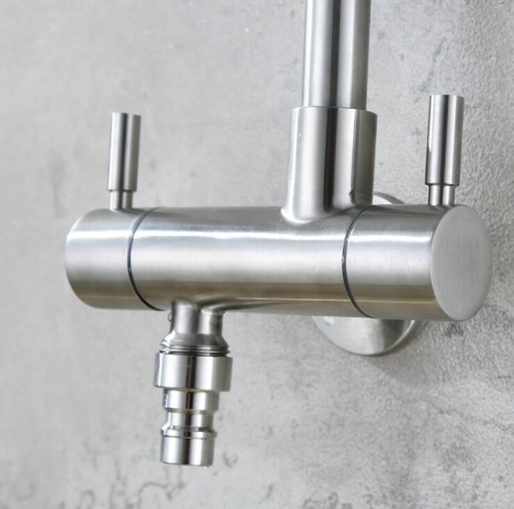 Kitchen Faucet 304 stainless steel into the wall horizontal cold faucet spray set bidet nozzle double control faucet  XT-180