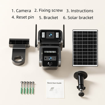 Câmera Solar de Lente Dupla Câmera de Segurança WIFI para Exterior Painel Solar com Bateria Câmeras IP PTZ de segurança CCTV