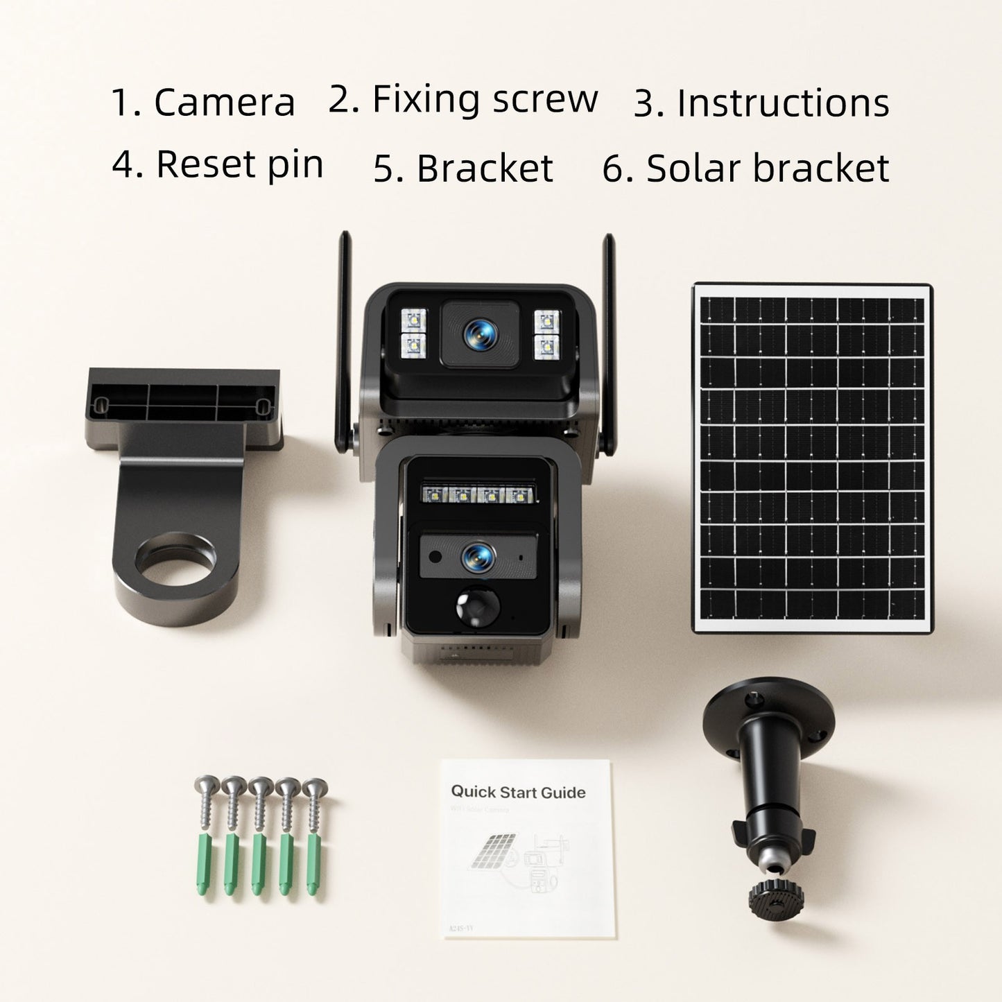 Câmera Solar de Lente Dupla Câmera de Segurança WIFI para Exterior Painel Solar com Bateria Câmeras IP PTZ de segurança CCTV