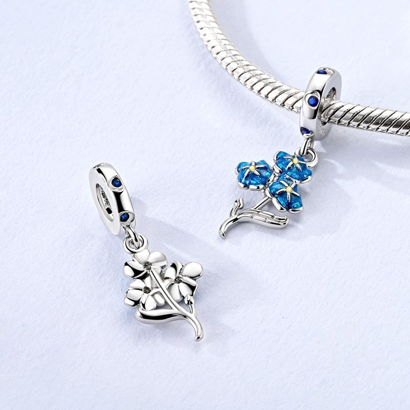 Pingente Charm Libélula Tema Primavera Prata Esterlina 925 Borboleta Flor Pendente Compatível com Bracelete Colar Joias DIY