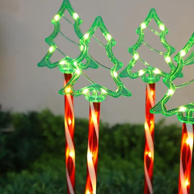 5PC/set Solar Candy Christmas Tree Garden Lights Outdoor Waterproof Lawn Lamp LED Decoration Stake Lights For Yard Festive Party