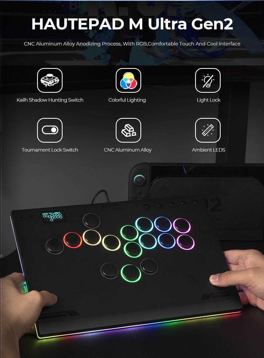 Haute42-COSMOX M Ultra Mgen 2 Controle Leverless Para Ps4 Ps5 Steam Switch PC Hitbox Joystick Arcade Teclado de Jogo de Luta