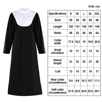Higih Quality Adult Size Father's Clothing Virgin Mary Black Cosplay Costume Priest Role Nun Costume Cosplay Events