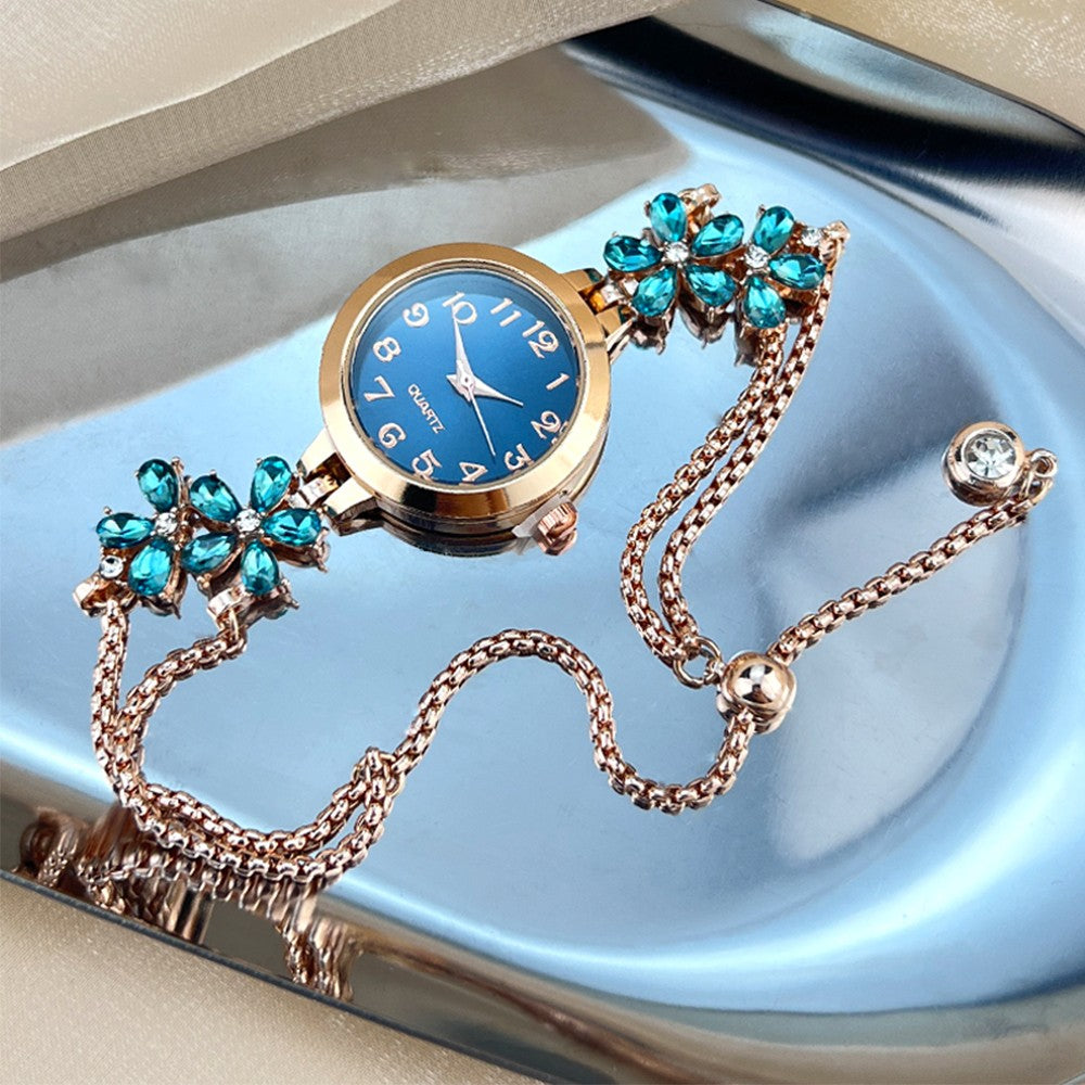 Live burst new diamond set flowers color diamond simple fashion pull bracelet watch women's watch