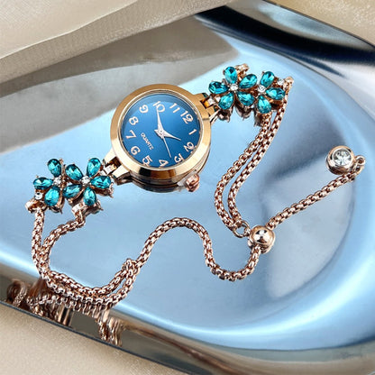 Live burst new diamond set flowers color diamond simple fashion pull bracelet watch women's watch