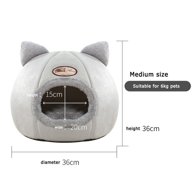 Linda Cama para Gatos e Cães, Ninho de Sono Profundo para Pets, Tenda Macia e Confortável Semi-fechada para Gatos, Casinha de Cachorro, Suprimentos para Pets de Outono/Inverno