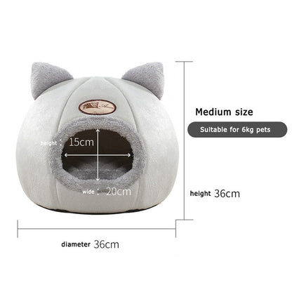 Linda Cama para Gatos e Cães, Ninho de Sono Profundo para Pets, Tenda Macia e Confortável Semi-fechada para Gatos, Casinha de Cachorro, Suprimentos para Pets de Outono/Inverno