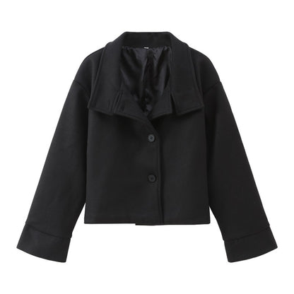 Solid Lace Up Faux Fur Sleeve Jacket Woman Elegant Mid-length V-neck Woolen Blend Coat Autumn Casual Fashion Scarf Outwear 2025