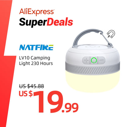 Lanterna de acampamento LED externa LV10 230 horas Recarregável com ímã Acessório de iluminação Luz de emergência portátil