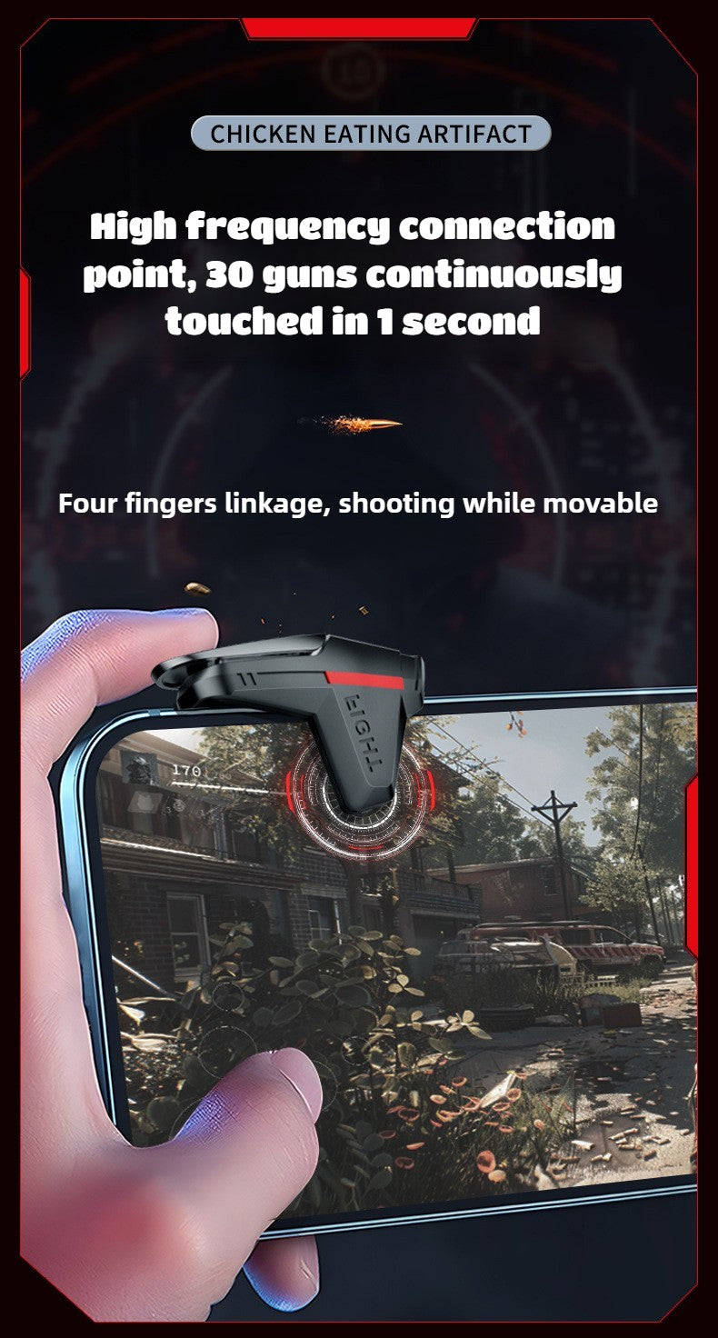 DY05 Mobile Phone Chicken Eating Artifact L1 R1 ABS Alloy Physical Game Triggers Gamepad Controller for IPhone Android Universal