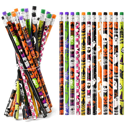 12/24Pcs Skull Goost HB Writing Pencils Stationery Gift for Halloween Party Favors Goodie Bag Fillers Trick or Treat Supplies