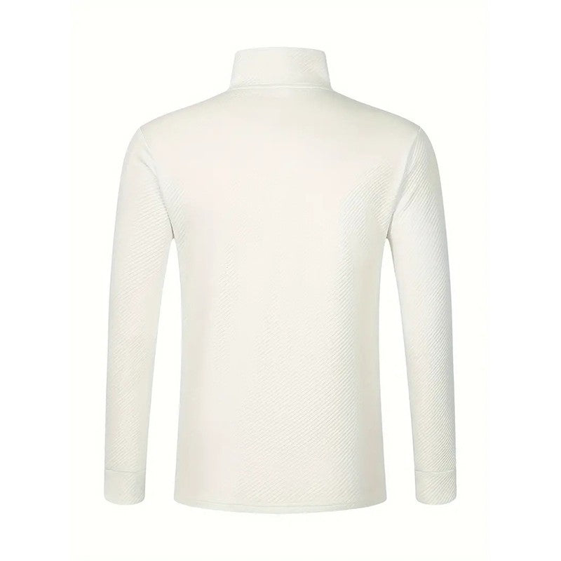 Men's Business Casual Polo Long Sleeve T-shirt spring and autumn Twill jacquard zipper polo shirt Comfortable and Breathable Top