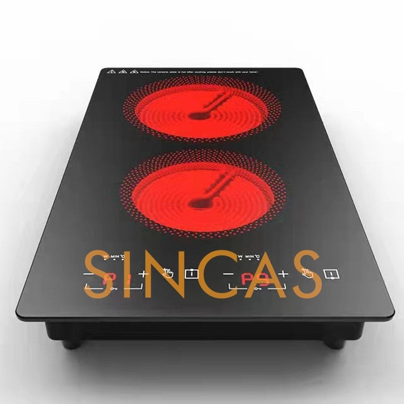 220\110V Embedded Double-Head Electric Ceramic Stove Induction Cooker Vertical Full-Plate Double-Head Light Wave Stove