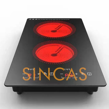 220\110V Embedded Double-Head Electric Ceramic Stove Induction Cooker Vertical Full-Plate Double-Head Light Wave Stove
