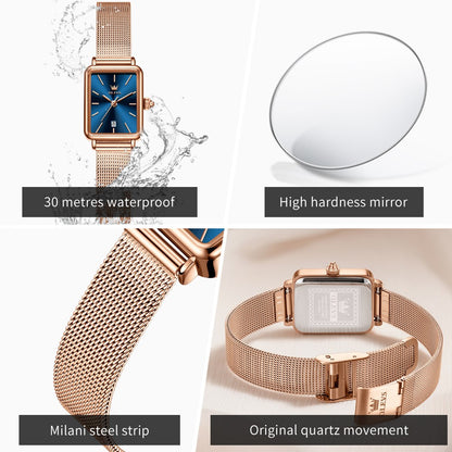 OLEVS Ultra Thin 8mm Women's Watches With Gift Box Fashion Elegant Rose Gold Mesh Steel Strap Luxury Quartz Watch for Woman 3692