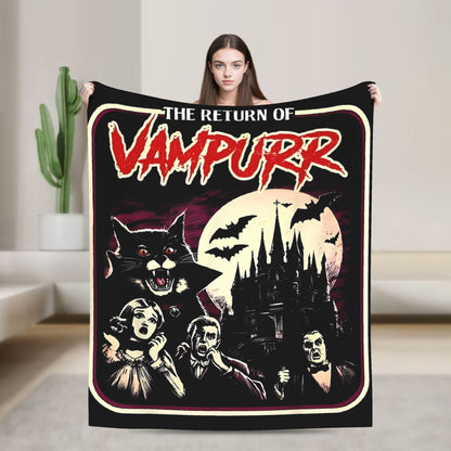 Funny Vampurr Vampire Cat Bites Again Flannel Blankets Halloween Awesome Throw Blanket for Quilt 200x150cm Soft