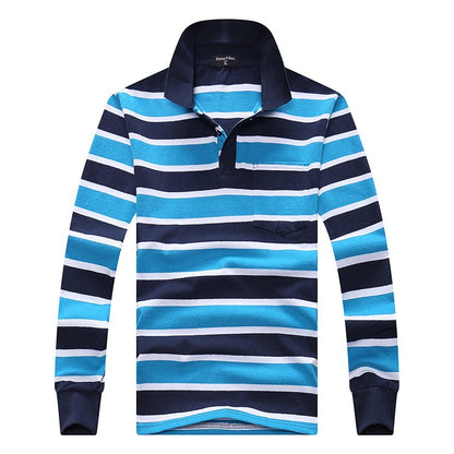 Cotton Polos Men Long Sleeve Mens Polo Shirt Spring Autumn Striped Male Polo Dress Classic Business 2018 Father Gift Drop Ship
