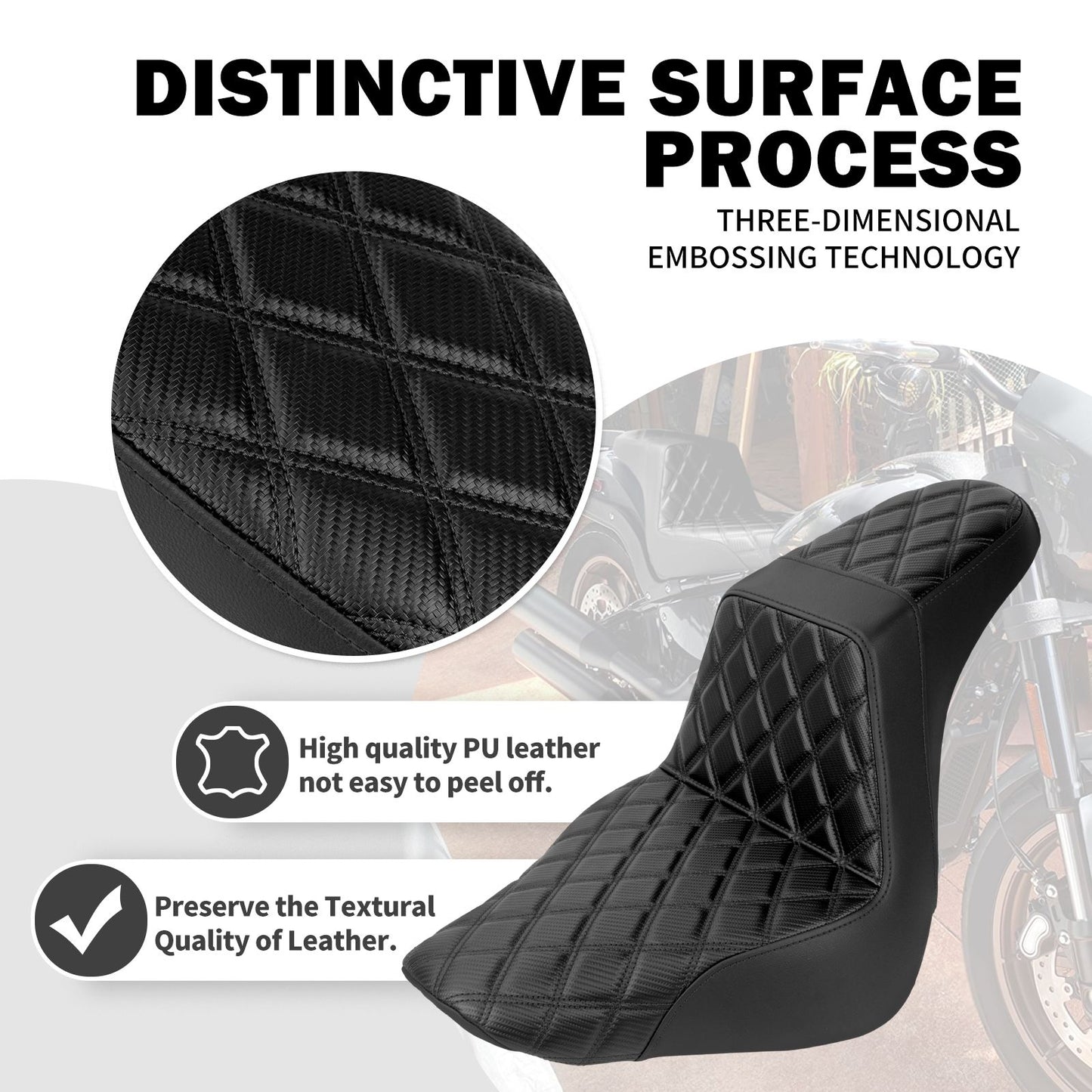 Banco do passageiro do motorista de duas pessoas da motocicleta Selim do piloto Banco dianteiro e traseiro para Harley Softail Fat Boy 2018-2025 Breakout FXBR 2023-25