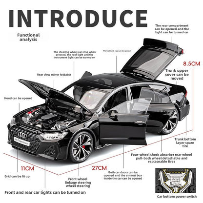 Simulação 1:18 AUDI RS7 Sportback Liga de Carro Modelo Brinquedo Infantil Veículo Colecionáveis Miniatura de Carro Decoração de Casa Presente de Aniversário