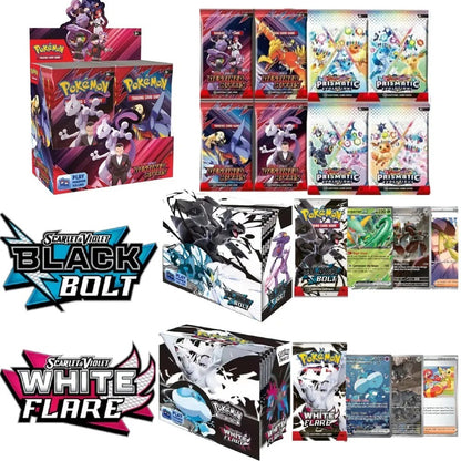 Novos jogos 4-36Pacote de Cartas Pokémon em Inglês Caixa de Booster Black Bolt White Flare Cartas de Batalha Pokémon Troca de Jogo Presente