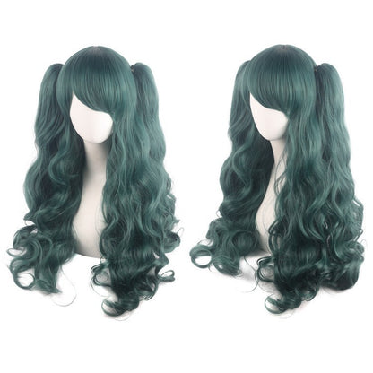 Cosplay Anime Wig Lolita Cute Lolita Double Ponytail Long Curled Hair Fake Hair Synthetic fiber wig