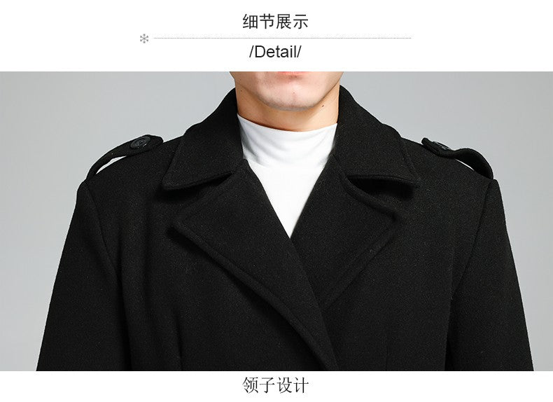 Nerazzurri Autumn Winter Long Elegant Luxury Chic Navy Blue Warm Woolen Coat for Men Double Breasted Wool & blends Overcoat 2023