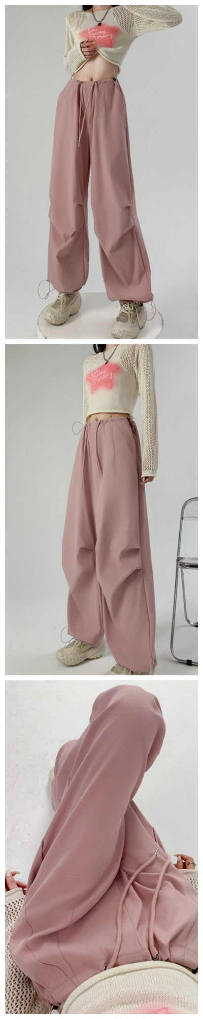 Women's Retro Cargo Pants High Waisted Straight Leg Joggers Casual Sporty Sweatpants for Streetwear