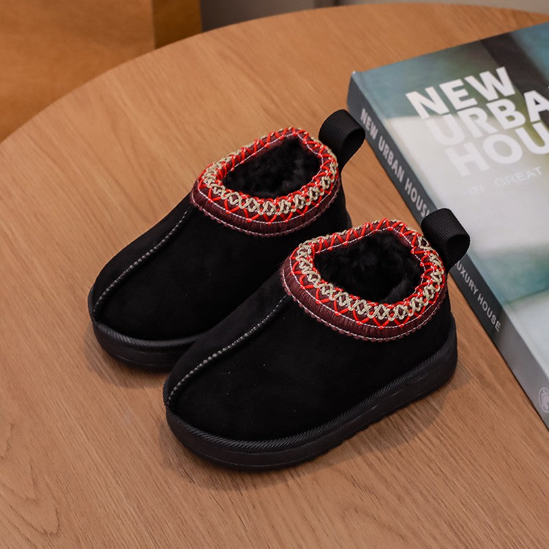 New Fashion Children's Ankle Boots Soft Winter 2025 Causal Girls Cotton Shoes Solid Color Kids School Plush Boots Warm Versatile