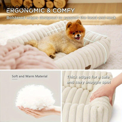 Cama Ortopédica Luxuosa para Cães - Colchão com Suporte de Alta Resiliência para Todas as Estações, Cama Fofa para Cães de Porte Médio e Grande, para Quarto