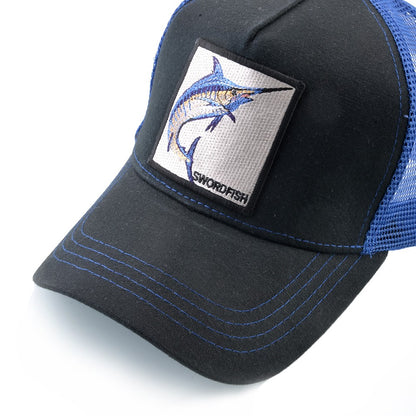 Breathable Mesh Baseball Caps Men Women Outdoor Causal Beach Visor Hats Fashion Snapback Trucker Cap With Swordfish Patch Bones