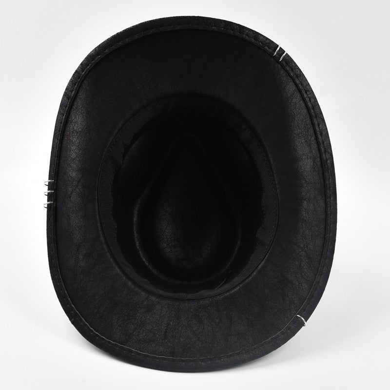 Chapéu Cowboy Masculino Vintage de Couro Sintético Feito à Mão Chapéu Cavalheiro Jazz Chapéu Panamá Cowgirl Sombrero Hombre