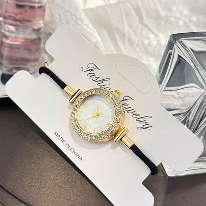 Ladies Colorful Nylon Pull-Style Bracelet Alloy Case Arabic Scale Printed Dial Christmas Quartz Watch Suitable for Holiday Gift