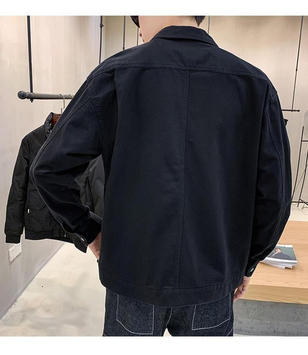 Men's Casual Jacket Spring Autumn Button Lapel Work Coat New Solid Color Multi-pocket Tops Men Fashion High Quality