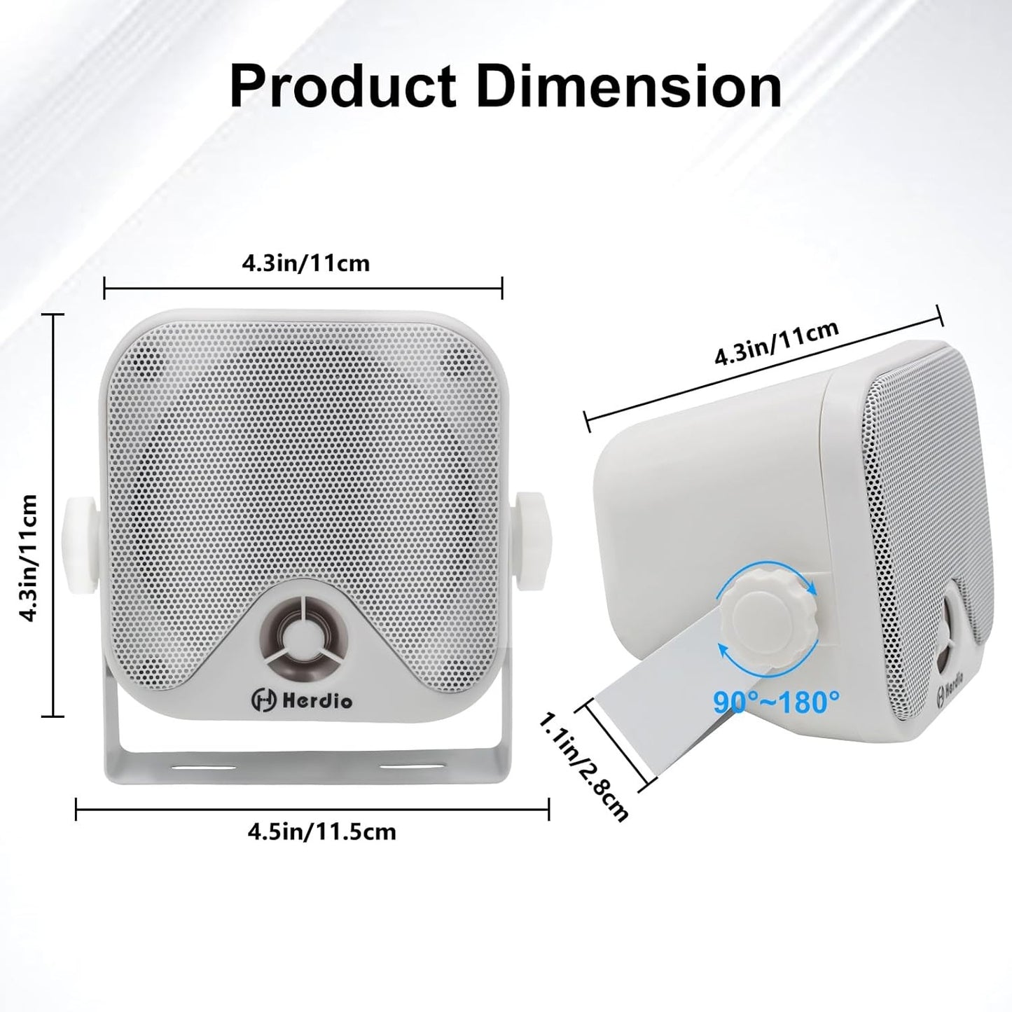 Alto-falantes Bluetooth marinhos à prova d'água Herdio 4" 100W para serviço pesado, montados em superfície para trailer, minicarregadeira, quadriciclo, UTV, RZR, carrinho de golfe