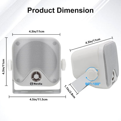 Alto-falantes Bluetooth marinhos à prova d'água Herdio 4" 100W para serviço pesado, montados em superfície para trailer, minicarregadeira, quadriciclo, UTV, RZR, carrinho de golfe