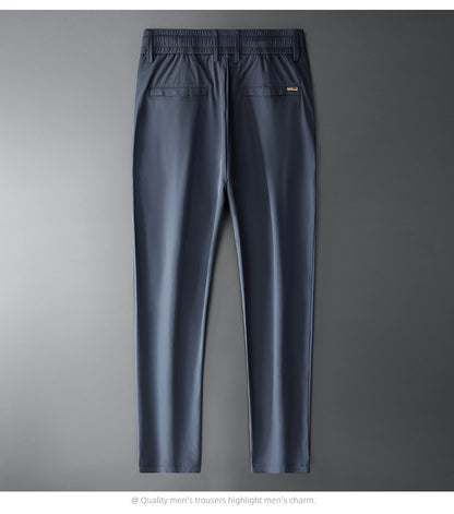 TFETTERS Brand Summer Men Pants New Elastic Waist Casual Solid Color Pants Ice Silk Thin Straight Breathable Loose Sweatpant Men