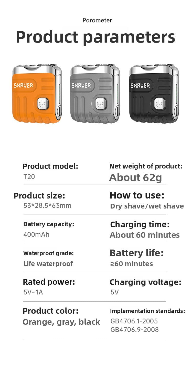 Waterproof Electric Smart Shaver Travel Razor Mini Dual Blade Shaver Men Shaver Portable Beard Trimmer Remover Rechargeable