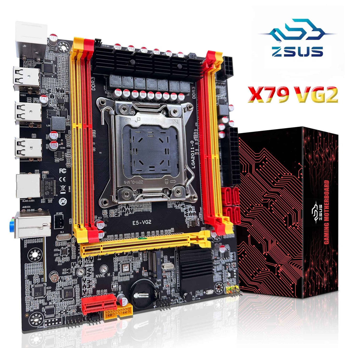Placa-mãe ZSUS X79 VG2 LGA 2011 Slot Suporta Processador Intel Xeon v1 v2 CPU Memória Desktop DDR3 M.2 NVME SATA 2.0