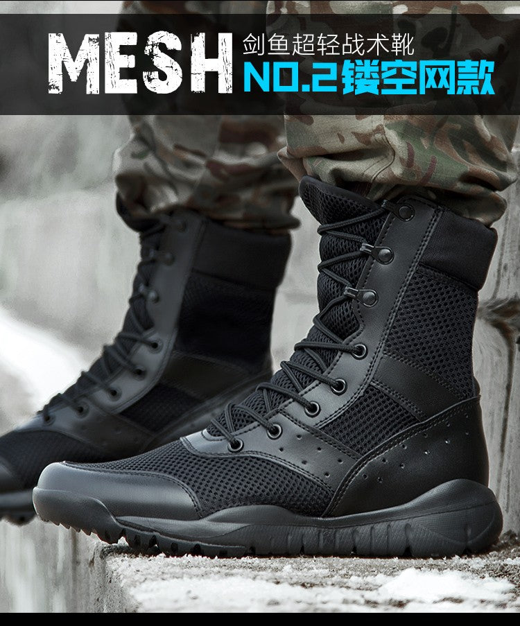 Bota Tática Leve de Verão para Combate Masculina e Feminina, Treino de Escalada, Impermeável, Caminhada ao Ar Livre, Sapatos de Malha Respirável