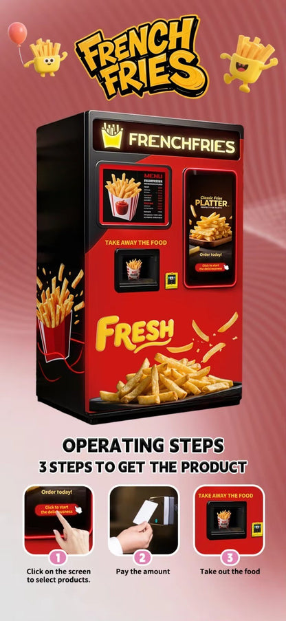 French Fries Vending Machine Automatic Robot Hot Food Fired Chicken and Fry Chip Vending Machine for Sale Factory Price