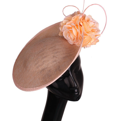 Lindo Vestido Formal de Casamento Chapéu Fedora Feminino Grande Derby Casquete de Flor da Moda Fascinator Chapéu Feito à Mão Ocasião Chapelaria