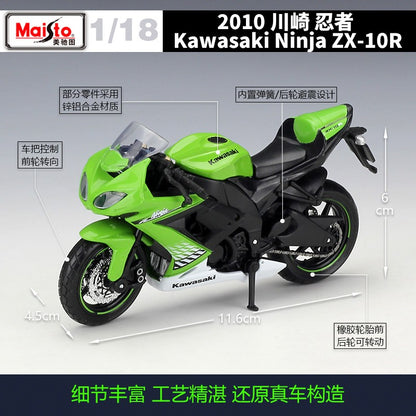 Maisto 1:18 Kawasaki Ninja Zx-10r Zx 10r Modelo de Moto Modelo em Liga