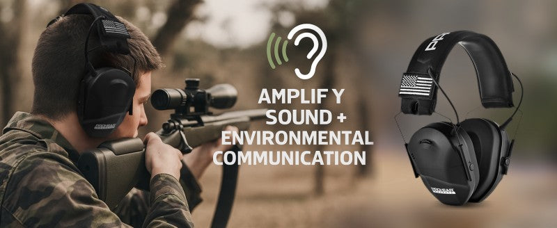 PROHEAR Youth Electronic Shooting Ear Protection Slim Fit Sound Amplification Noise Compression Earmuffs for Gun Range Hunting