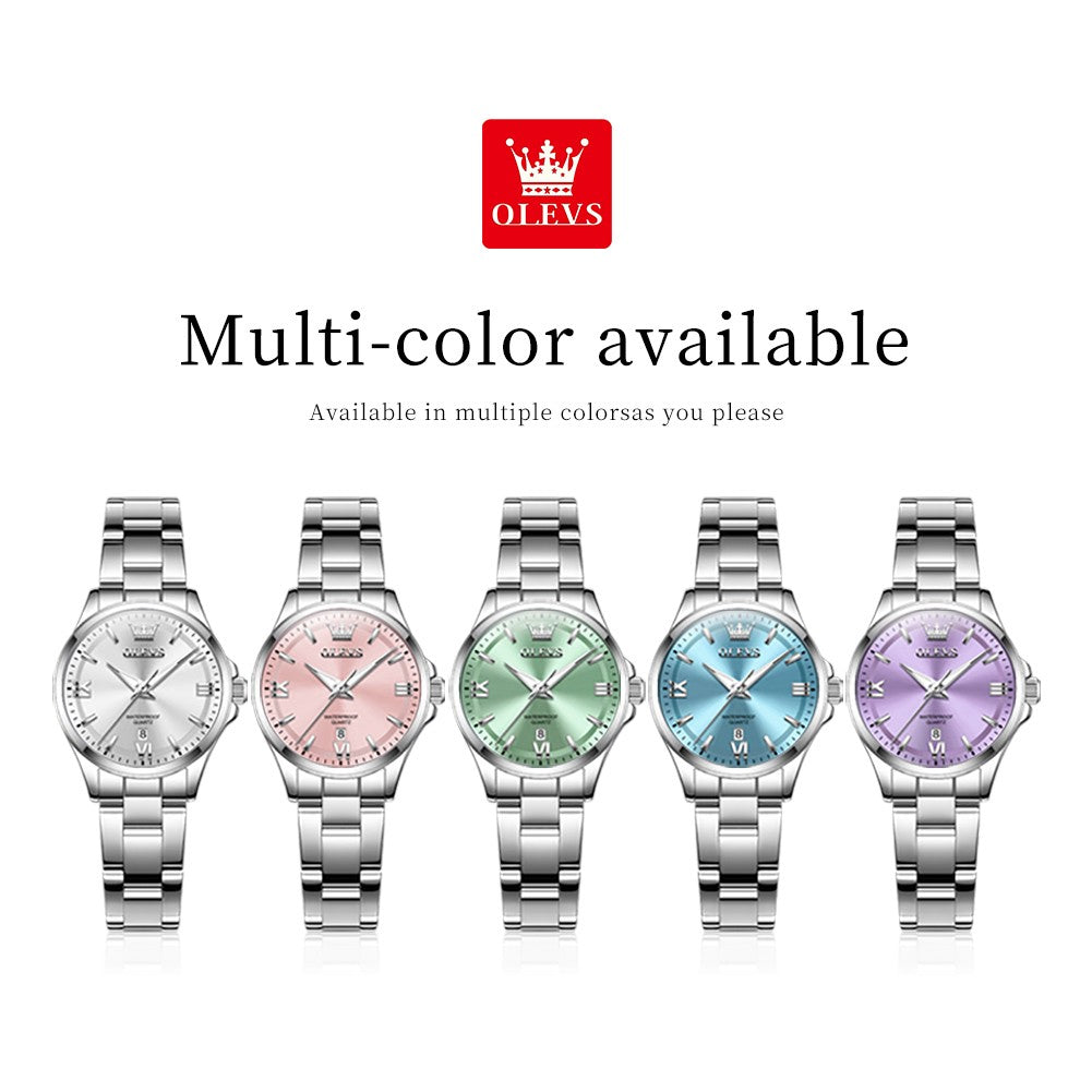 OLEVS 3668 Women Watch Luxury Original Quartz Watch Sword Needle Fashion Roman Automatic Date Calendar Window Women Watch