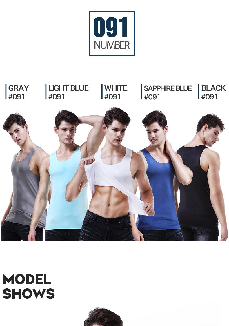 Men's vest Ice Silk seamless fitness summer slim-fit breathable underwear Youth sports hurdle sleeveless undershirt