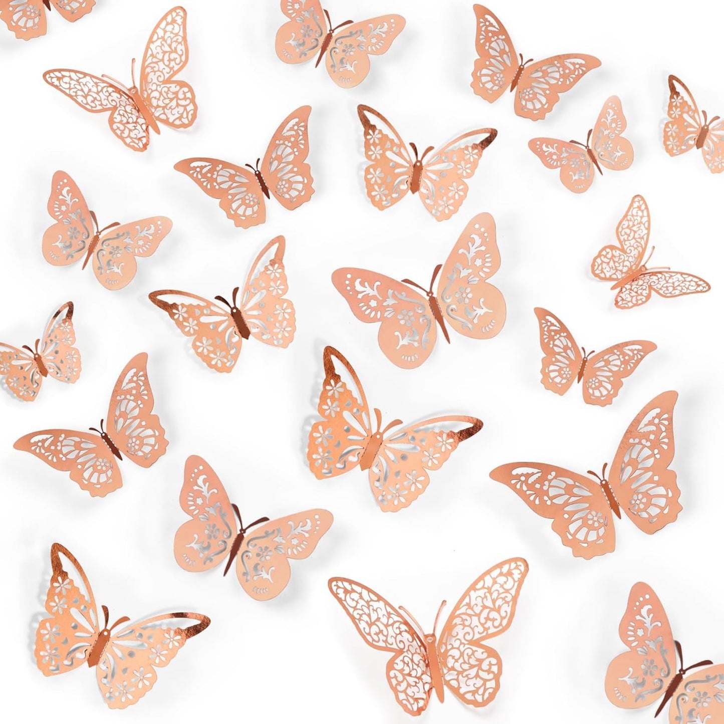 48 Pcs Silver Butterfly Decorations Butterfly Wall Decor 3D Butterfly Party Decorations Butterflies for Bouquet Cake Decorating