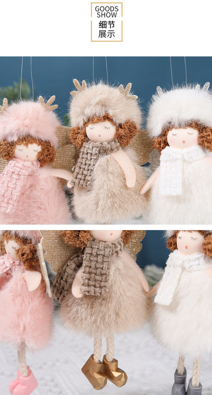 Christmas plush antlers angel girl pendant Christmas tree pendant creative doll pendant gift