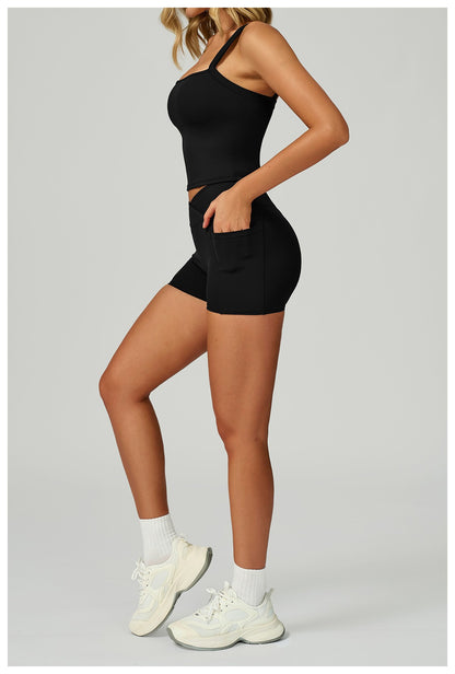 Cycling Shorts Cross Waist Head Yoga Shorts High Waist Workout Fitness Lift Butt Fitness Tights Gym Running Body Shaper Pants