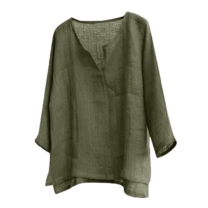 Men's Cotton Linen Shirts Blouses Long Sleeve Social Shirts For Men V-Neck White Formal Shirt Oversized Shirts Top Mens Clothing